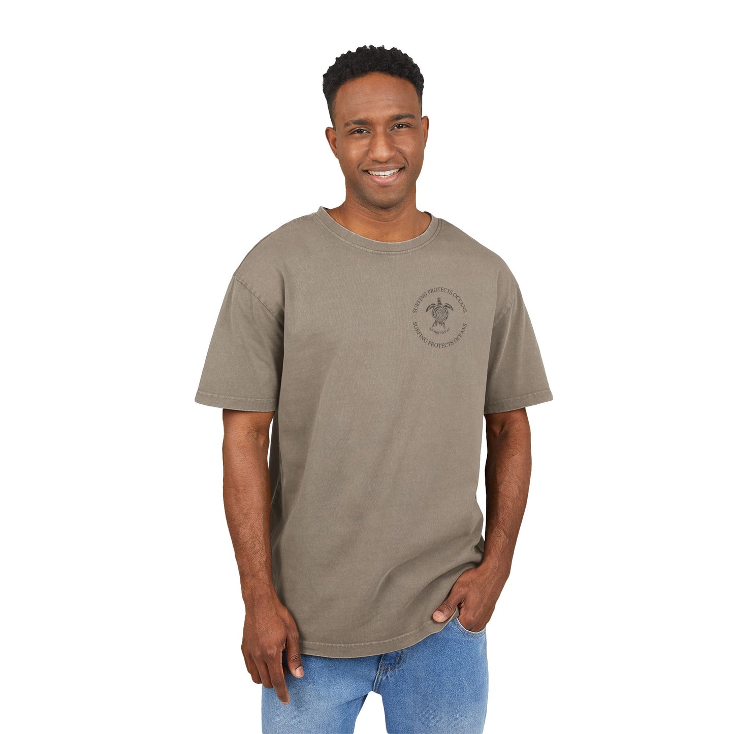 Men's Acid Washed Oversize Tee - Vintage Surf Vibe Design