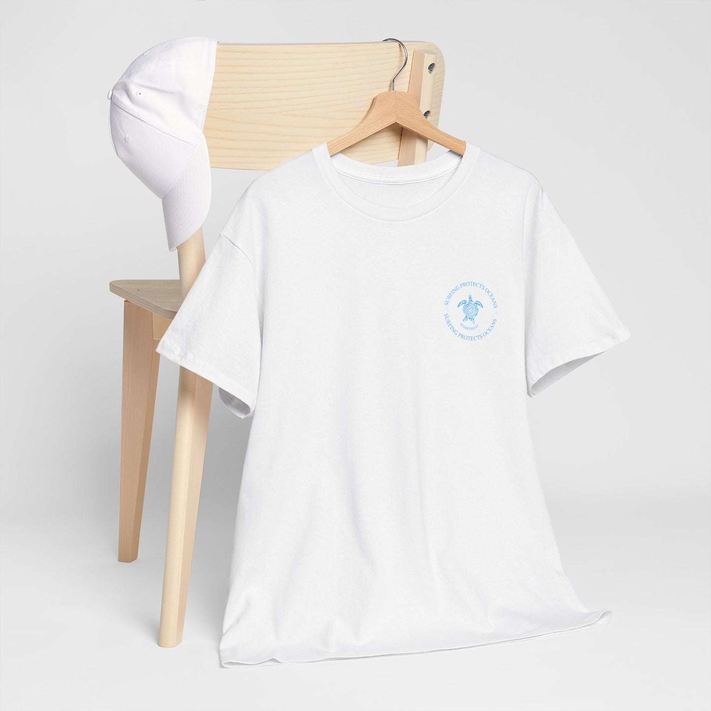 Unisex Heavy Cotton Tee - Just Surf and Chill Graphic T-Shirt for Beach Lovers