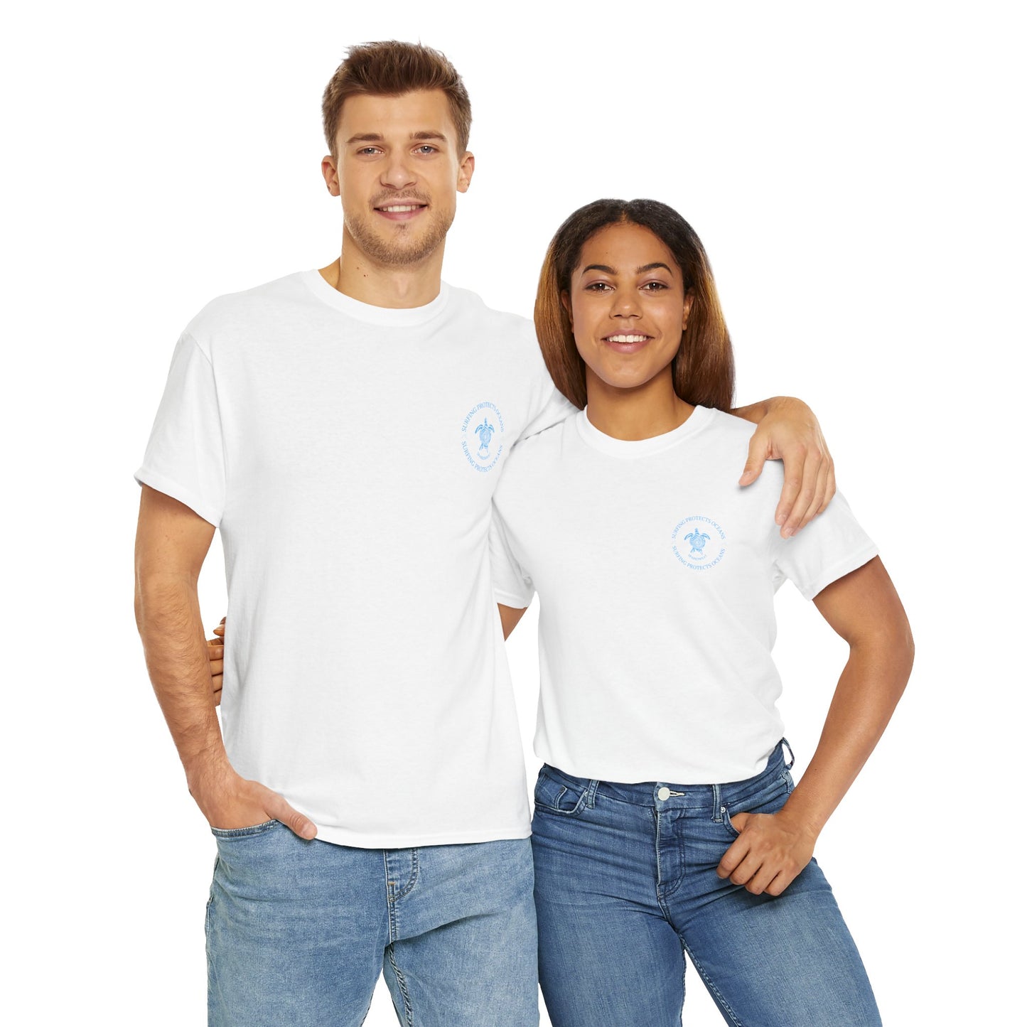 Unisex Heavy Cotton Tee - Just Surf and Chill Graphic T-Shirt for Beach Lovers